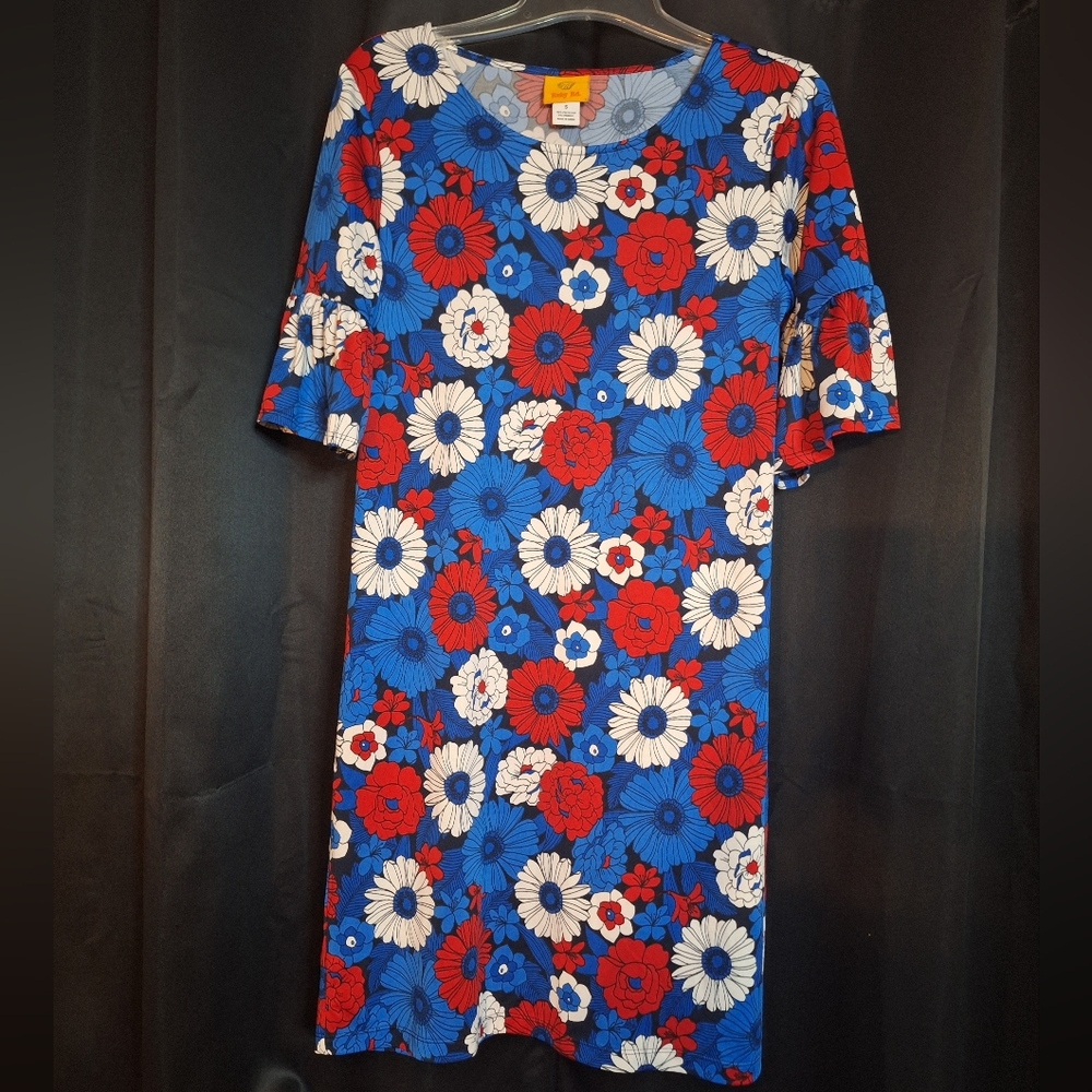 Ruby Rd. Floral Dress in Blue and Red Sz Small NWOT